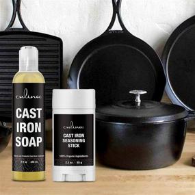 img 1 attached to 🍳 Culina Cast Iron Seasoning Stick & Soap Set - Natural Ingredients for Optimal Cleaning, Non-stick Cooking, and Restoring of Cast Iron Cookware, Skillets, Pans, and Grills