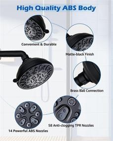 img 1 attached to 🚿 VMASSTONE High Pressure Shower Head - 4.7" Rain Fixed Showerhead with 7-Spray Settings, Adjustable Brass Swivel Ball Joint - A Superior Bath Shower Head Replacement (FM-001 Matte Black)