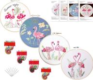 🧵 набор для начинающих в вышивке kakeah 4 комплекта: цветочные узоры, инструкции, обручи, нитки и инструменты логотип
