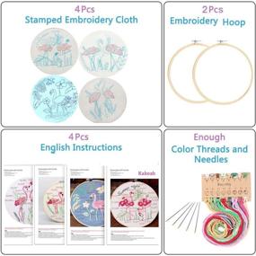 img 2 attached to 🧵 Kakeah 4 Sets Embroidery Starter Kit: Floral Patterns, Instructions, Hoops, Threads, and Tools