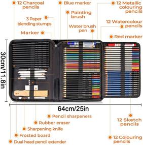 img 2 attached to 🖌️ K Kwokker 75-Piece Art Supply Set: Pastel, Charcoal, Graphite, Watercolor, Metallic Colored Pencils - Ideal for Drawing, Kids, Adults, Girls, Boys, Teens, Artists 9-12