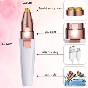 img 3 attached to 💇 Aeruki Rechargeable Eyebrow Trimmer: 2-in-1 Electric Hair Shaver & Painless Multifunctional Razor with LED Light for Women and Men