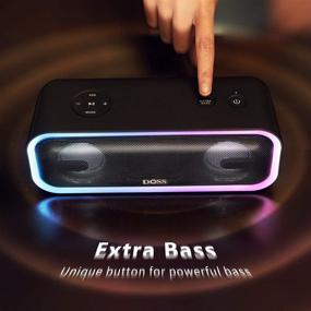 img 2 attached to 🔊 DOSS SoundBox Pro+ Беспроводной Bluetooth-динамик - впечатляющее звучание 24 Вт, глубокие басы, защита от влаги IPX5, время работы 15 часов, беспроводное стерео-подключение, смешанные цветные огни - черный (66 футов)