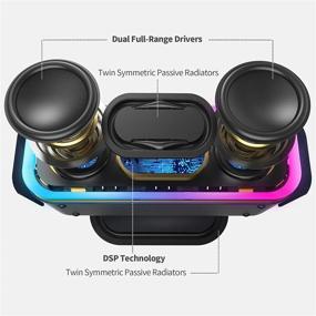 img 3 attached to 🔊 DOSS SoundBox Pro+ Беспроводной Bluetooth-динамик - впечатляющее звучание 24 Вт, глубокие басы, защита от влаги IPX5, время работы 15 часов, беспроводное стерео-подключение, смешанные цветные огни - черный (66 футов)