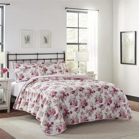 img 4 attached to 🛏️ Laura Ashley Home Lidia Collection Quilt Set - Queen Size, 100% Cotton, Reversible & Lightweight Pink Bedding