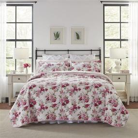 img 2 attached to 🛏️ Laura Ashley Home Lidia Collection Quilt Set - Queen Size, 100% Cotton, Reversible & Lightweight Pink Bedding