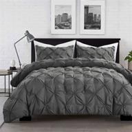 🛏️ hombys king comforter set: 3 piece pinch pleat bedding, grey comforter king size with 2 pillow shams – all season logo
