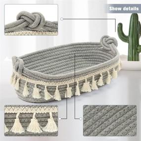 img 3 attached to 🧺 HOSROOME Small Cotton Rope Woven Basket: Stylish Toilet Paper Storage for Organizing, Decorative Boho Basket for Bedroom, Nursery, Living Room, Entryway - Grey