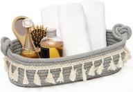 🧺 hosroome small cotton rope woven basket: stylish toilet paper storage for organizing, decorative boho basket for bedroom, nursery, living room, entryway - grey logo