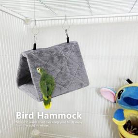 img 3 attached to 🐦 Cozy Peony Parrot Hammock: A Warm, Soft Plush Hanging Cage Tent for Birds in Winter - Pet Toy Pouch Cotton Bed Included