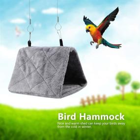 img 2 attached to 🐦 Cozy Peony Parrot Hammock: A Warm, Soft Plush Hanging Cage Tent for Birds in Winter - Pet Toy Pouch Cotton Bed Included