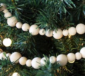 img 2 attached to 🎄 Rustic Unfinished Wood Bead Garland - 9-Foot Christmas Tree Decoration