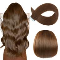 sunya tape in hair extensions: 14 inches silky straight remy human hair, #4 chocolate brown, 40g 20pcs/pack logo