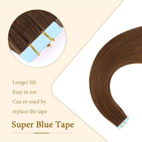 img 2 attached to Sunya Tape in Hair Extensions: 14 inches Silky Straight Remy Human Hair, #4 Chocolate Brown, 40g 20pcs/pack