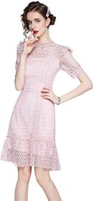 img 4 attached to 👗 LAI MENG FIVE CATS Women's Elegant Wedding Floral Lace A-line Evening Cocktail Mini Midi Dress for Guests