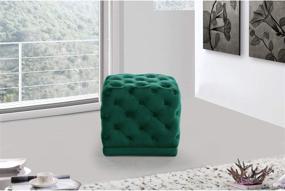 img 1 attached to 🪑 Modern Green Velvet Upholstered Ottoman/Stool: Meridian Furniture Stella Collection with Deep Button Tufting, Solid Wood Frame - 18" W x 18" D x 17" H