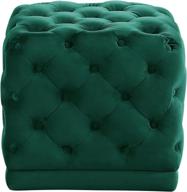 🪑 modern green velvet upholstered ottoman/stool: meridian furniture stella collection with deep button tufting, solid wood frame - 18" w x 18" d x 17" h logo