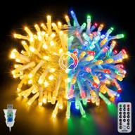 ollny christmas lights outdoor string lights: 100led/33ft usb powered with remote, multicolored to warm white color changing, waterproof, 11 lighting modes for xmas thanksgiving indoor outdoor decorations логотип