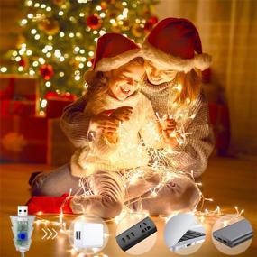 img 1 attached to Ollny Christmas Lights Outdoor String Lights: 100LED/33FT USB Powered with Remote, Multicolored to Warm White Color Changing, Waterproof, 11 Lighting Modes for Xmas Thanksgiving Indoor Outdoor Decorations