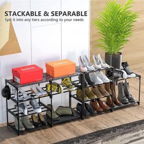 img 1 attached to 👠 BASSTOP 8 Tier Shoe Rack Organizer, Stackable Shoe Tower with Non-Woven Fabric, Space-Saving Boot Storage Shelf for 26-30 Pairs, Black