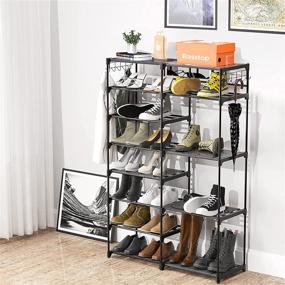 img 3 attached to 👠 BASSTOP 8 Tier Shoe Rack Organizer, Stackable Shoe Tower with Non-Woven Fabric, Space-Saving Boot Storage Shelf for 26-30 Pairs, Black