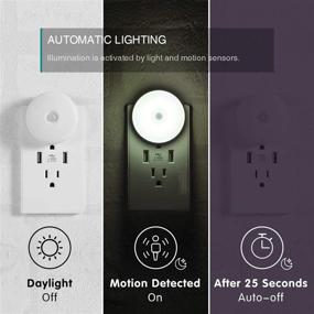 img 3 attached to 💡 2 Pack LED Night Light, Motion Activated, Plug in with Movement Detector - Ideal for Bathroom, Bedroom, Kitchen, Hallway - Sleek Round Design in White