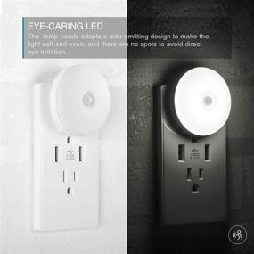 img 1 attached to 💡 2 Pack LED Night Light, Motion Activated, Plug in with Movement Detector - Ideal for Bathroom, Bedroom, Kitchen, Hallway - Sleek Round Design in White