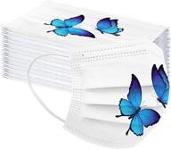 🦋 jinf atrise 50pc adult butterfly print disposable face cover - stylish women's reusable outdoor mouth cover for cycling & dust protection logo