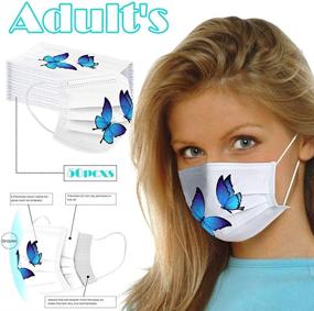 img 3 attached to 🦋 JINF ATRISE 50PC Adult Butterfly Print Disposable Face Cover - Stylish Women's Reusable Outdoor Mouth Cover for Cycling & Dust Protection