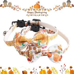 img 3 attached to SOGAYU 2 Pack Thanksgiving Cat Collar Autumn Breakaway with Cute Bow Tie Bell, Kitten Collar Bowtie Safety Removable Adjustable for Kitty Puppy