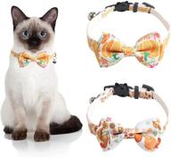 sogayu 2 pack thanksgiving cat collar autumn breakaway with cute bow tie bell, kitten collar bowtie safety removable adjustable for kitty puppy logo