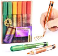 🖌️ putwo metallic markers: 6-piece waterproof metallic paint pen set for rock, glass, scrapbooking - multi-surface 2mm tip metallic calligraphy marker pens logo