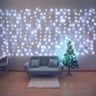 🌟 fiee safety window curtain lights - 13ftx6.5ft icicle string lights 8 modes 30v for christmas wedding party home garden bedroom outdoor indoor wall decorations - white логотип