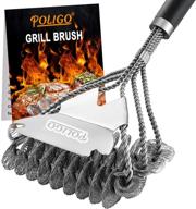 🔥 poligo bbq grill cleaning brush bristle-free &amp; scraper - triple helix design barbecue cleaner - non-bristle grill brush and scraper safe for gas charcoal porcelain grills - top choice gift for ideal grill tools logo