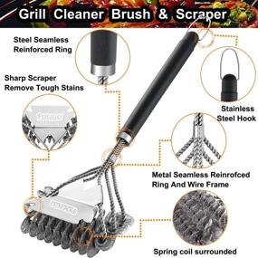 img 3 attached to 🔥 POLIGO BBQ Grill Cleaning Brush Bristle-Free &amp; Scraper - Triple Helix Design Barbecue Cleaner - Non-Bristle Grill Brush and Scraper Safe for Gas Charcoal Porcelain Grills - Top Choice Gift for Ideal Grill Tools