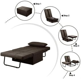 img 3 attached to 🛋️ Diophros Ottoman Sofa Bed: 4-in-1 Multi-Function Folding Sleeper Guest Sofa Chair Convertible Sofa in Deep Brown for Living Room