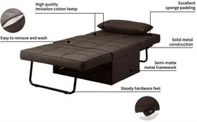 img 2 attached to 🛋️ Diophros Ottoman Sofa Bed: 4-in-1 Multi-Function Folding Sleeper Guest Sofa Chair Convertible Sofa in Deep Brown for Living Room