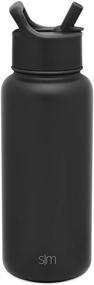 img 3 attached to Simple Modern Summit Insulated Water Bottle with Straw Lid 1 Liter – Premium Stainless Steel Thermos Flask, 32oz (945ml), Reusable Wide Mouth – Midnight Black