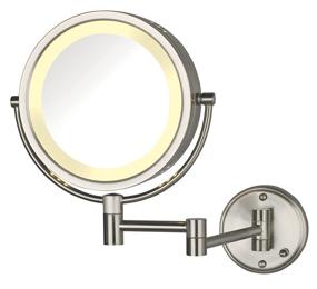 img 1 attached to 💡 Jerdon HL75ND 8.5-Inch Lighted Wall Mount Makeup Mirror with 8x Magnification, Nickel Finish - Direct Wire