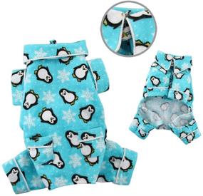 img 1 attached to 🐧 Turquoise Large Penguins & Snowflake Flannel Pajamas/Bodysuit/Loungewear for Dogs