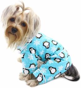 img 2 attached to 🐧 Turquoise Large Penguins & Snowflake Flannel Pajamas/Bodysuit/Loungewear for Dogs