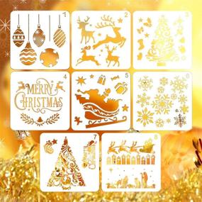 img 1 attached to 🎄 18-Pack Merry Christmas Stencils for Wood - Sign Templates with Letters and Patterns, Reusable Plastic Stencils for Wood Burning, Wall Art & More