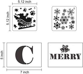 img 2 attached to 🎄 18-Pack Merry Christmas Stencils for Wood - Sign Templates with Letters and Patterns, Reusable Plastic Stencils for Wood Burning, Wall Art & More