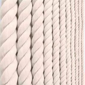 img 4 attached to 🧶 GOLBERG 100% Natural Cotton Rope – Macramé Crafts (1/2 inch x 10 feet) Soft White - Twisted