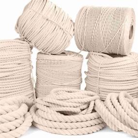 img 1 attached to 🧶 GOLBERG 100% Natural Cotton Rope – Macramé Crafts (1/2 inch x 10 feet) Soft White - Twisted