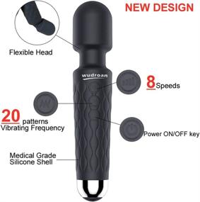 img 3 attached to Black Rechargeable Personal Massager - 20 Magic Vibration Modes, 8 Speeds - Quiet, Waterproof, Handheld, Cordless - Full Body Massager - Best Gift for Women and Men