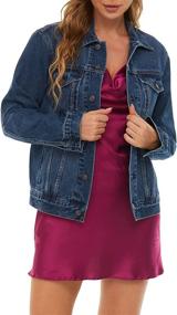 img 4 attached to Jacket Women Oversized Trucker Washed Women's Clothing