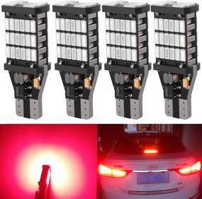 img 4 attached to 🔴 firiKer 4PCS Brilliant Red LED Brake Lights, Error Free 45SMD-4014 Chipsets: Perfect for Car Truck, Backup, Reverse, Tail, 3rd High Mount Stop Lights, and Cargo Lights - 912 T15 921 906 LED Car Bulbs