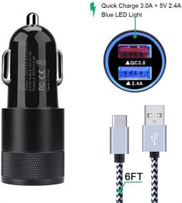 img 3 attached to Fast Car Charger Type C 6ft Cable for Samsung Galaxy S21 S20 Ultra FE S10e S10 S9 S8 Plus, Note 20 10 9 8, A20 to A90, LG Stylo 4/5/6, Moto G8 G7 G6, Quick USB Car Charger Adapter Plug [5.4A/30W]