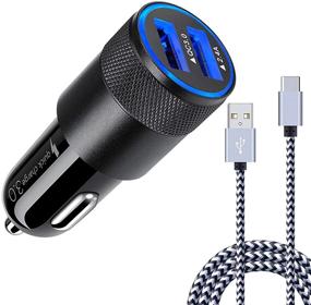 img 4 attached to Fast Car Charger Type C 6ft Cable for Samsung Galaxy S21 S20 Ultra FE S10e S10 S9 S8 Plus, Note 20 10 9 8, A20 to A90, LG Stylo 4/5/6, Moto G8 G7 G6, Quick USB Car Charger Adapter Plug [5.4A/30W]